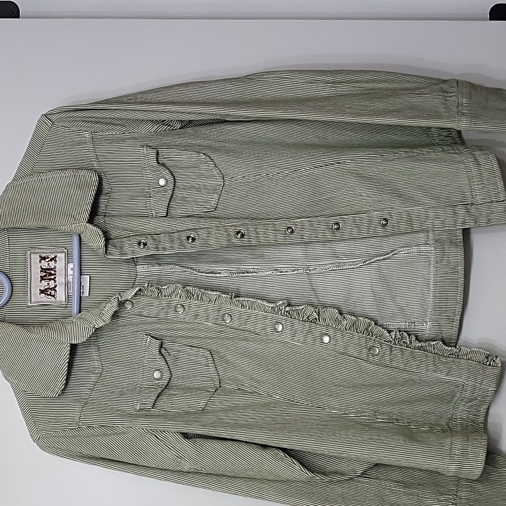 Green and white striped jacket